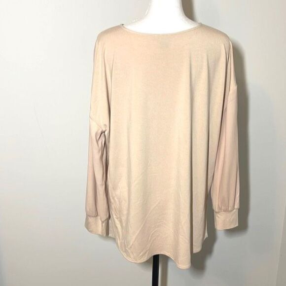 Ann Taylor Petite Long Sleeve Pullover Minimalist Blouse Nude/Tan Size Small Pet - Picture 3 of 8
